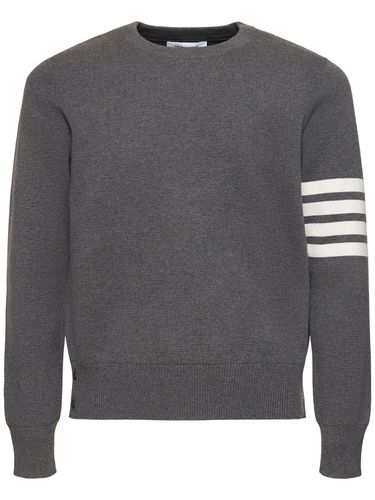 Milano Stitch Cotton Crewneck Sweater - THOM BROWNE - Modalova