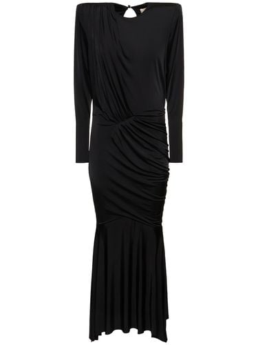 Draped Satin L/s Open Back Long Dress - ALEXANDRE VAUTHIER - Modalova