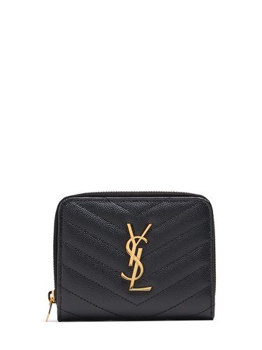 Cartera De Piel Con Cremallera Y Logo - SAINT LAURENT - Modalova