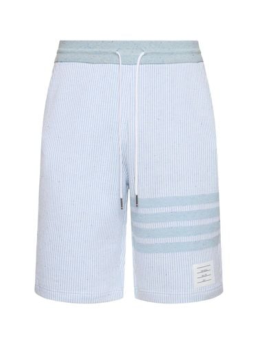 Shorts In Felpa Di Cotone E Seta - THOM BROWNE - Modalova