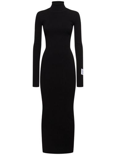 Cotton Long Sleeve Turtleneck Long Dress - MOSCHINO - Modalova