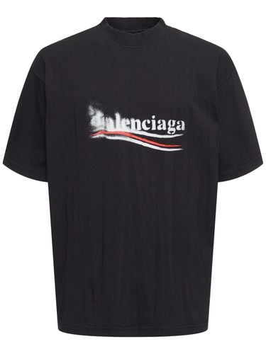 Camiseta De Algodón Con Logo - BALENCIAGA - Modalova