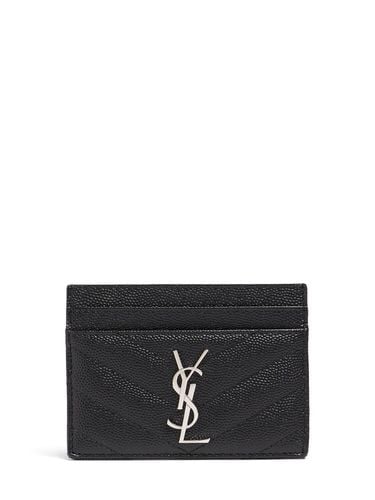 Quilted Leather Card Holder - SAINT LAURENT - Modalova