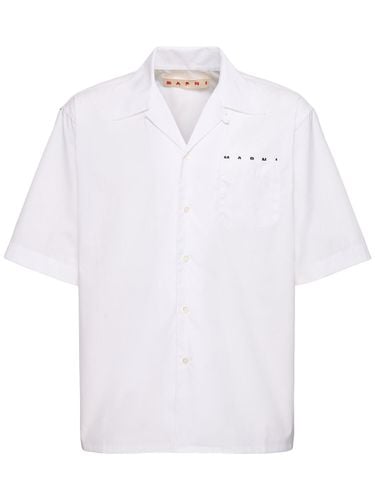 Logo Cotton Poplin Boxy S/s Shirt - MARNI - Modalova