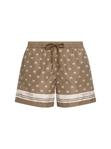 Monogram Printed Tech Swim Shorts - MONCLER - Modalova