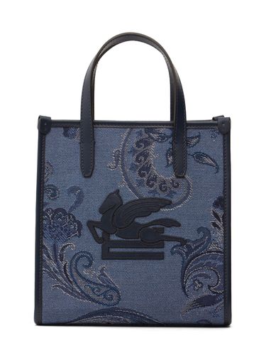 Borsa Tote Small Love Trotter In Denim Jacquard - ETRO - Modalova