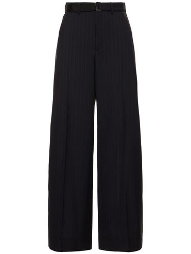 Chalk Stripe Belted Wide Pants - SACAI - Modalova