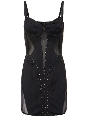 Lycra & Tulle Mini Dress W/ Hooks - MUGLER - Modalova