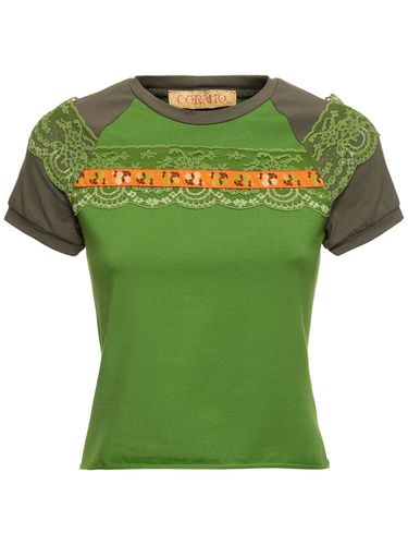 Raglan-t-shirt Aus Baumwolljersey Mit Spitze - CORMIO - Modalova