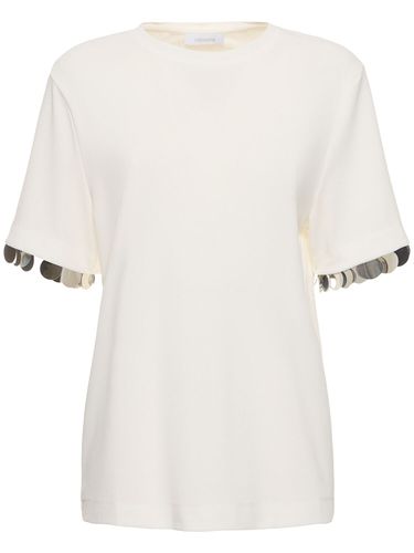 T-shirt In Crepe Di Jersey Con Decorazioni - RABANNE - Modalova