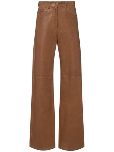 Pantalones De Piel Con Pierna Ancha - ETRO - Modalova