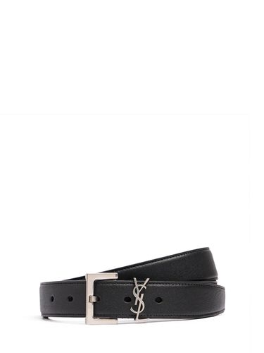 Cinturón Fino De Piel Con Logo 3cm - SAINT LAURENT - Modalova