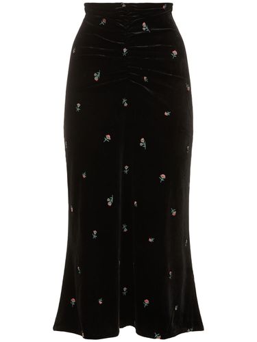 Embroidered Velvet Midi Skirt - WEWOREWHAT - Modalova