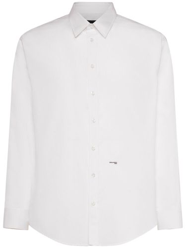 Camicia In Popeline Di Cotone Con Logo - DSQUARED2 - Modalova