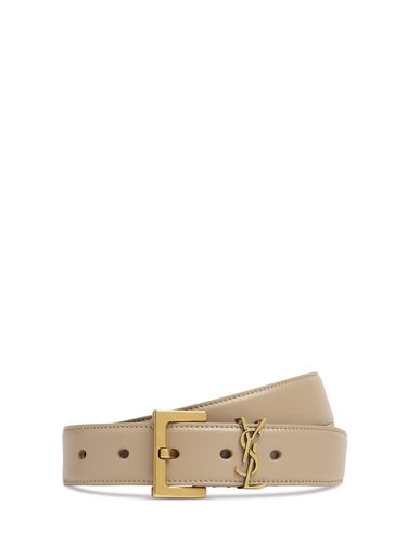 Cinturón De Piel Con Monograma 3cm - SAINT LAURENT - Modalova