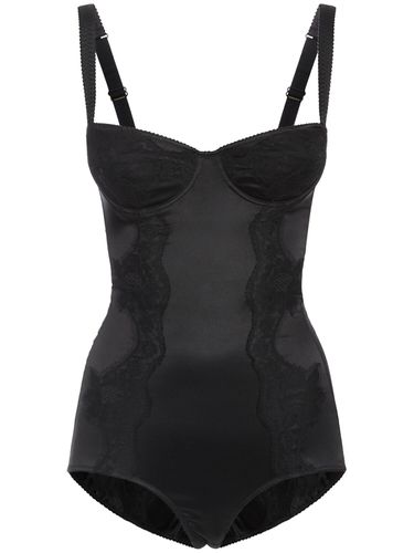 Silk Satin Stretch Bodysuit W/lace - DOLCE & GABBANA - Modalova