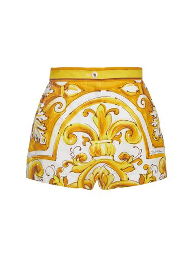 Shorts Aus Popeline Mit Maiolicadruck - DOLCE & GABBANA - Modalova