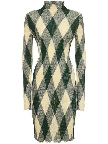 Silk & Cotton Knit L/s Midi Dress - BURBERRY - Modalova