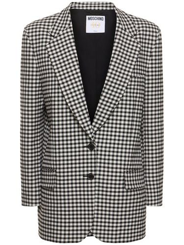 Stretch Cotton Blend Blazer - MOSCHINO - Modalova