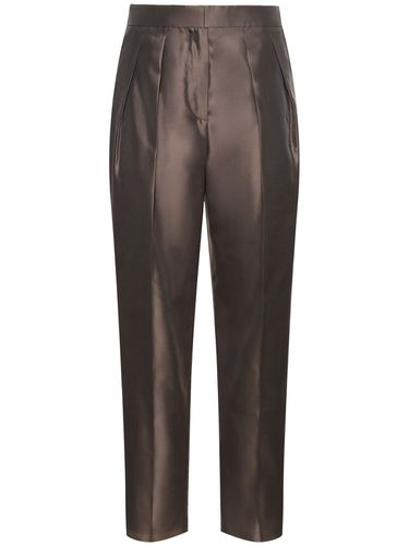 Pleated Silk High Rise Straight Pants - GIORGIO ARMANI - Modalova