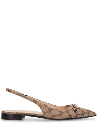 Mm Horsebit Canvas Slingback Flats - GUCCI - Modalova