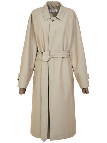 Belted Cotton Twill Long Trench Coat - MAISON MARGIELA - Modalova