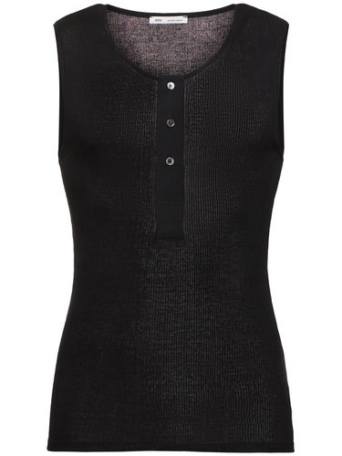 Ribbed Cotton Tank Top - AMI PARIS - Modalova