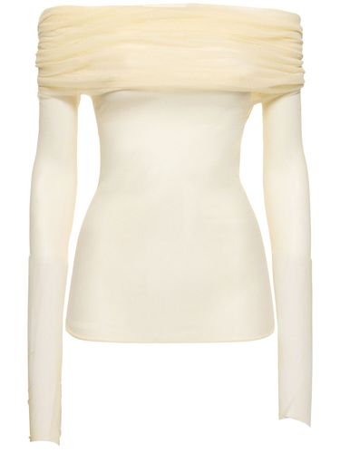 Off-the-shoulder Veiled Silk Top - CHRISTOPHER ESBER - Modalova