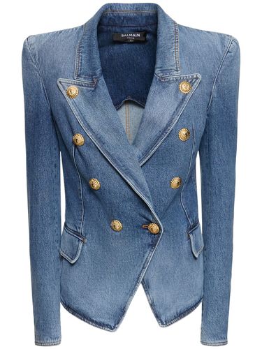 Giacca In Denim Di Cotone - BALMAIN - Modalova