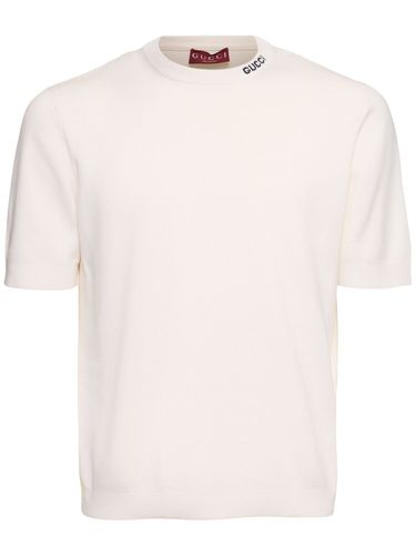 Camiseta De Seda Y Algodón Con Logo - GUCCI - Modalova