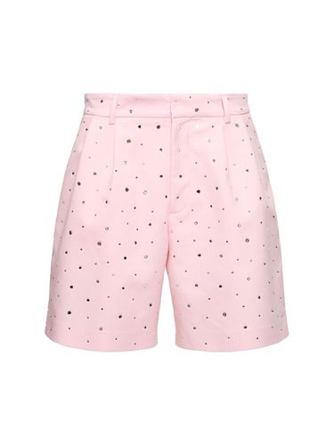 Shorts In Misto Cotone Con Cristalli - GIUSEPPE DI MORABITO - Modalova