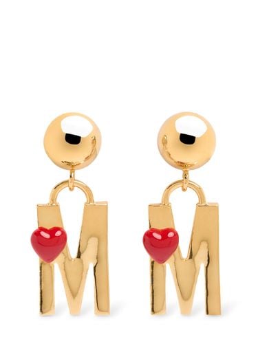 Heart Logo Drop Earrings - MOSCHINO - Modalova