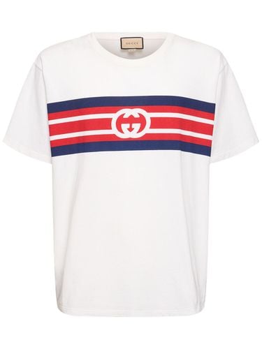 T-shirt In Cotone Stampato - GUCCI - Modalova