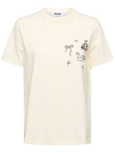 T-shirt Con Decorazioni - MSGM - Modalova