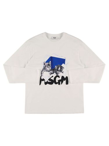 Camiseta De Algodón Jersey Con Manga Larga - MSGM - Modalova