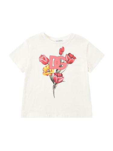 Camiseta De Jersey De Algodón Estampada - DOLCE & GABBANA - Modalova