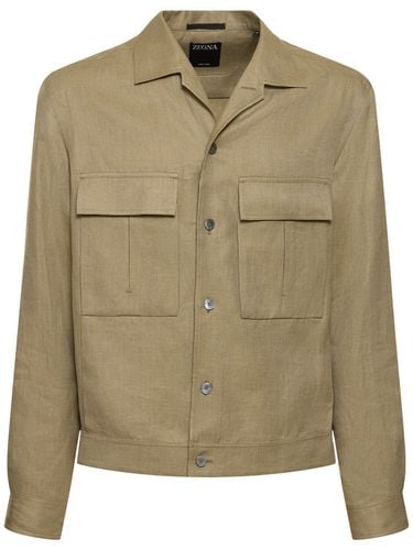 Oasi Linen Twill Overshirt - ZEGNA - Modalova