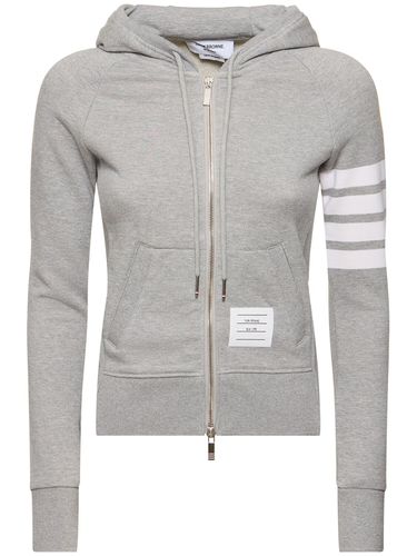 Intarsia Cotton Jersey Zip-up Sweatshirt - THOM BROWNE - Modalova