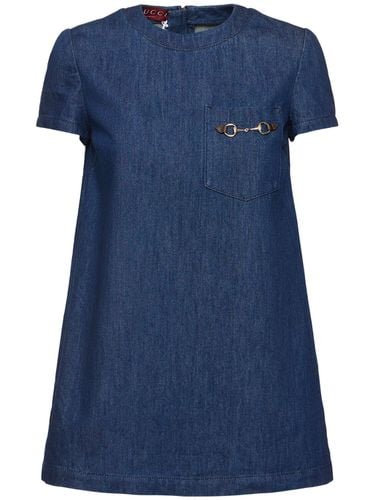 Denim Dress W/ Horsebit - GUCCI - Modalova