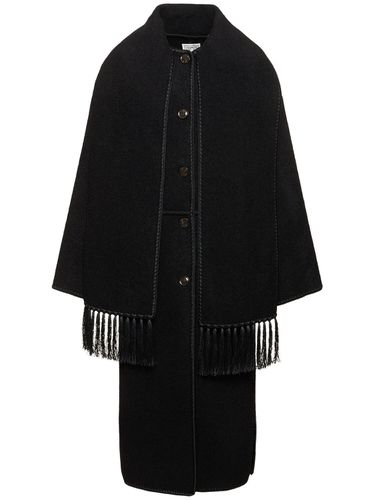 Embroidered Scarf Wool Blend Long Coat - TOTEME - Modalova