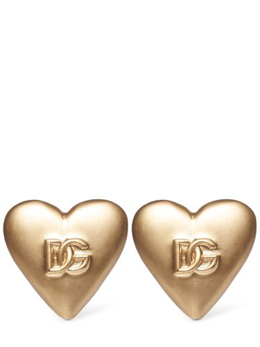 Orecchini A Cuore Con Logo - DOLCE & GABBANA - Modalova