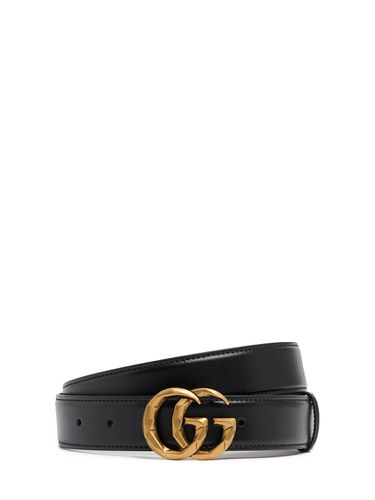 Cinturón De Piel Con Hebilla Gg 3cm - GUCCI - Modalova