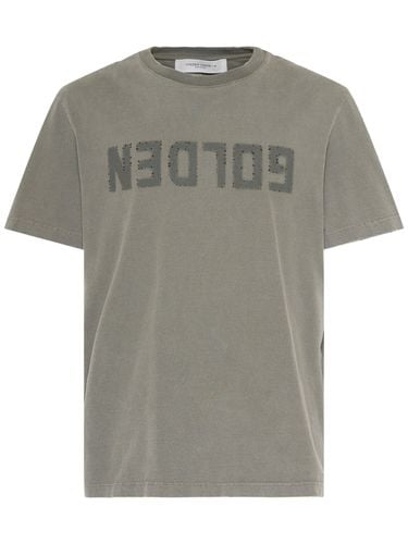 Logo Distressed Cotton Jersey T-shirt - GOLDEN GOOSE - Modalova