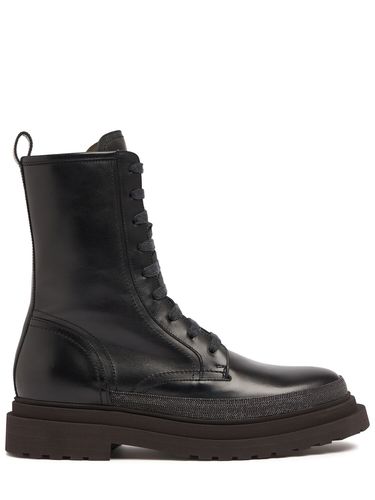 Botas Combat De Piel Y Cristales 30mm - BRUNELLO CUCINELLI - Modalova