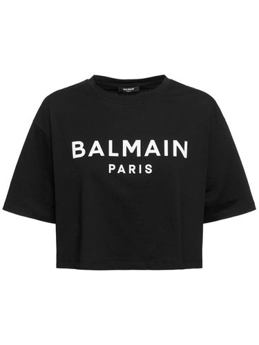 Camiseta Corta De Algodón Jersey Con Logo - BALMAIN - Modalova