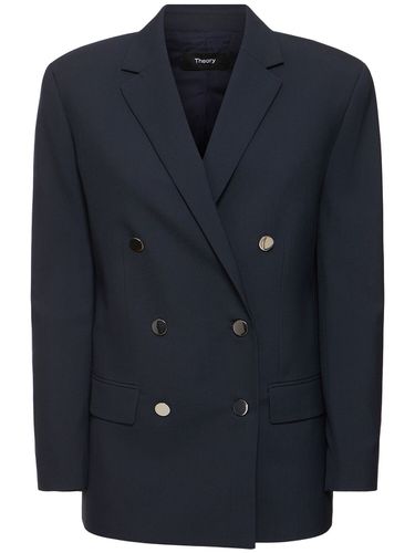 Boxy Double Breast Wool Blend Jacket - THEORY - Modalova