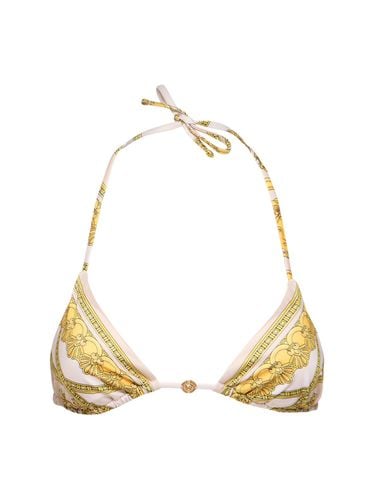 Printed Lycra Triangle Bikini Top - VERSACE - Modalova