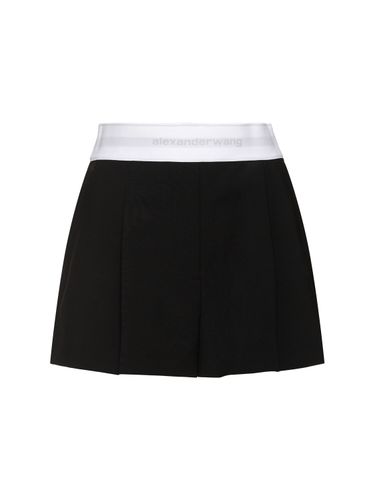 High Waisted Pleated Wool Shorts - ALEXANDER WANG - Modalova