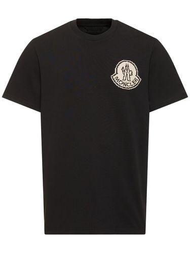 T-shirt In Jersey Di Cotone Con Logo - MONCLER - Modalova