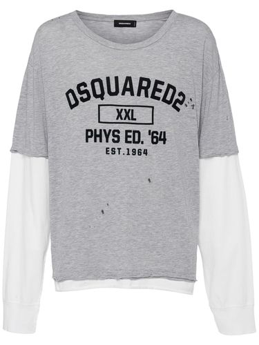 T-shirt Maniche Lunghe In Jersey Con Logo - DSQUARED2 - Modalova